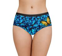 Belidome Damen Unterwäsche Slip Unterhose Übergröße S-5XL Bikini, Schmetterlingsdruck, 50