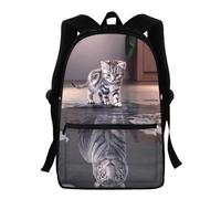 Belidome Kinder-Schulrucksack mit Vordertasche, Büchertasche, Schulterrucksack, Cat Tiger-2, One Size