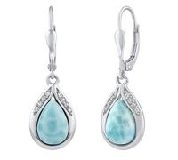 Belinda Silber-Hängeohrringe mit echtem Larimar und Brillanz-Zirconia
