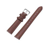 Belivceng Dünnes Lederarmband für Uhren, Größen 8 mm bis 22 mm, Ersatzarmband mit Dornschließe,Braun - Stahl,16 mm