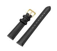 Belivceng Dünnes Lederarmband für Uhren, Größen 8 mm bis 22 mm, Ersatzarmband mit Dornschließe,Schwarz - Gold,20 mm