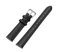Belivceng Dünnes Lederarmband für Uhren, Größen 8 mm bis 22 mm, Ersatzarmband mit Dornschließe,Schwarz - Stahl,12 mm