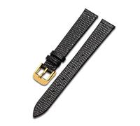 Belivceng Dünnes Uhrenarmband aus echtem Leder, Eidechsenmuster, für Damen, 12 mm bis 20 mm, Ersatzarmband-Zubehör,Black Gold C,12 mm