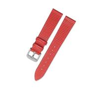 Belivceng Dünnes Uhrenarmband aus echtem Leder, Eidechsenmuster, für Damen, 12 mm bis 20 mm, Ersatzarmband-Zubehör,Rot Silber C,14 mm