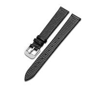 Belivceng Dünnes Uhrenarmband aus echtem Leder, Eidechsenmuster, für Damen, 12 mm bis 20 mm, Ersatzarmband-Zubehör,Schwarz Silber C,20 mm