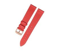Belivceng Dünnes Uhrenarmband aus echtem Leder, Eidechsenmuster, für Damen, 12 mm bis 20 mm, Ersatzarmband-Zubehör,Rotgold C,20 mm
