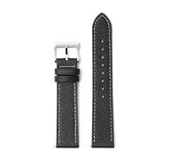 Belivceng Echtes Leder-Uhrenarmband, Schnellverschluss mit Edelstahlschließe, für Damen und Herren, 18 mm bis 22 mm,Schwarz Weiß,18 mm