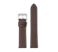 Belivceng Echtes Leder-Uhrenarmband, Schnellverschluss mit Edelstahlschließe, für Damen und Herren, 18 mm bis 22 mm,Dunkelbraun Weiß,22 mm