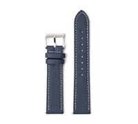 Belivceng Echtes Leder-Uhrenarmband, Schnellverschluss mit Edelstahlschließe, für Damen und Herren, 18 mm bis 22 mm,Blau Weiß,22 mm