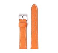 Belivceng Echtes Leder-Uhrenarmband, Schnellverschluss mit Edelstahlschließe, für Damen und Herren, 18 mm bis 22 mm,Orange Weiß,18 mm
