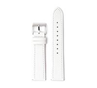 Belivceng Echtes Leder-Uhrenarmband, Schnellverschluss mit Edelstahlschließe, für Damen und Herren, 18 mm bis 22 mm,Weiß,18 mm