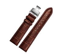Belivceng Lederarmband für Uhren, Damen- und Herrenarmband, Größen 18 mm bis 22 mm, mit Dornschließe oder Faltschließe,Ein braun-silbernes,18 mm
