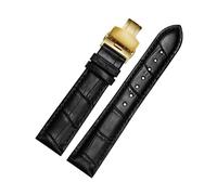 Belivceng Lederarmband für Uhren, Damen- und Herrenarmband, Größen 18 mm bis 22 mm, mit Dornschließe oder Faltschließe,Schwarzgold,21 mm