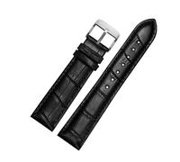 Belivceng Lederarmband für Uhren, Damen- und Herrenarmband, Größen 18 mm bis 22 mm, mit Dornschließe oder Faltschließe,Eine schwarz-silberne Anstecknadel,16 mm