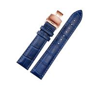 Belivceng Lederarmband für Uhren, Damen- und Herrenarmband, Größen 18 mm bis 22 mm, mit Dornschließe oder Faltschließe,R Blau-R Gold,18 mm