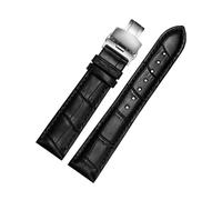 Belivceng Lederarmband für Uhren, Damen- und Herrenarmband, Größen 18 mm bis 22 mm, mit Dornschließe oder Faltschließe,Schwarz-Silbern,14 mm