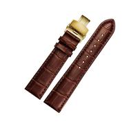 Belivceng Lederarmband für Uhren, Damen- und Herrenarmband, Größen 18 mm bis 22 mm, mit Dornschließe oder Faltschließe,Ein Braun-Gold,16 mm
