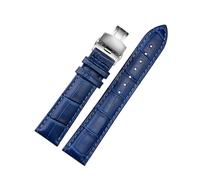 Belivceng Lederarmband für Uhren, Damen- und Herrenarmband, Größen 18 mm bis 22 mm, mit Dornschließe oder Faltschließe,R Blau-Silber,21 mm