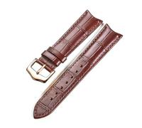 Belivceng Lederarmband, gebogene Schließe mit Bambusmuster, Größen 19 mm bis 24 mm, Retro-Design,Braun Roségold,22 mm