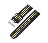 Belivceng Uhrenarmband aus gewebtem Nylon-Canvas, 20 mm, 22 mm, für Sport und Outdoor,Schwarz Weiß Gelb,20 mm