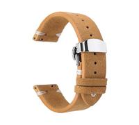 Belivceng Uhrenarmband aus Wildleder mit Faltschließe, Ersatzarmband, Größen 18 mm bis 22 mm für Smartwatches,Hellbraun-Weiß,18 mm