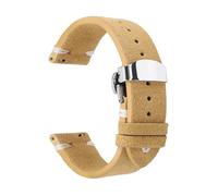 Belivceng Uhrenarmband aus Wildleder mit Faltschließe, Ersatzarmband, Größen 18 mm bis 22 mm für Smartwatches,Khaki-Weiß,22 mm