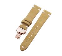 Belivceng Uhrenarmband aus Wildleder mit handgefertigten Nähten, Vintage-Schnellverschlussarmband mit Faltschließe, 18 mm bis 22 mm,Khaki Weiß-Rose,18 mm