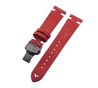 Belivceng Uhrenarmband aus Wildleder mit handgefertigten Nähten, Vintage-Schnellverschlussarmband mit Faltschließe, 18 mm bis 22 mm,Rot Weiß-Schwarz,22 mm