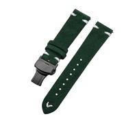 Belivceng Uhrenarmband aus Wildleder mit handgefertigten Nähten, Vintage-Schnellverschlussarmband mit Faltschließe, 18 mm bis 22 mm,Grün Weiß-Schwarz,18 mm