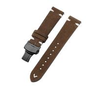 Belivceng Uhrenarmband aus Wildleder mit handgefertigten Nähten, Vintage-Schnellverschlussarmband mit Faltschließe, 18 mm bis 22 mm,Braun Weiß-Schwarz,20 mm