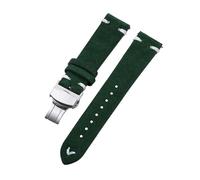 Belivceng Uhrenarmband aus Wildleder mit handgefertigten Nähten, Vintage-Schnellverschlussarmband mit Faltschließe, 18 mm bis 22 mm,Grün Weiß-Silber,18 mm