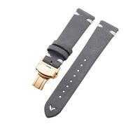Belivceng Uhrenarmband aus Wildleder mit handgefertigten Nähten, Vintage-Schnellverschlussarmband mit Faltschließe, 18 mm bis 22 mm,Grau Weiß-Gold,20 mm