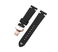 Belivceng Uhrenarmband aus Wildleder mit handgefertigten Nähten, Vintage-Schnellverschlussarmband mit Faltschließe, 18 mm bis 22 mm,Schwarz Weiß-Rose,18 mm