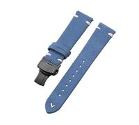 Belivceng Uhrenarmband aus Wildleder mit handgefertigten Nähten, Vintage-Schnellverschlussarmband mit Faltschließe, 18 mm bis 22 mm,Hellblau Weiß-Schwarz,18 mm