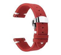 Belivceng Uhrenarmband aus Wildleder, Schnellverschluss mit Faltschließe, für Herren, 18 mm bis 22 mm,Rot Weiß,18 mm - Silber