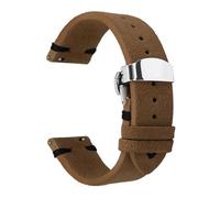 Belivceng Uhrenarmband aus Wildleder, Schnellverschluss mit Faltschließe, für Herren, 18 mm bis 22 mm,Braun Schwarz,18 mm - Silber