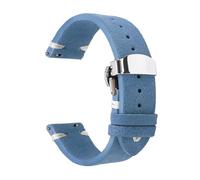 Belivceng Uhrenarmband aus Wildleder, Schnellverschluss mit Faltschließe, für Herren, 18 mm bis 22 mm,L Blau Weiß,20 mm - Silber