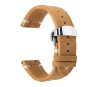 Belivceng Uhrenarmband aus Wildleder, Schnellverschluss mit Faltschließe, für Herren, 18 mm bis 22 mm,Gelb Weiß,22 mm - Gold