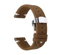Belivceng Uhrenarmband aus Wildleder, Schnellverschluss mit Faltschließe, für Herren, 18 mm bis 22 mm,Braun Weiß,22 mm - Gold