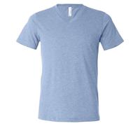 BELLA+CANVAS 3415 Unisex Triblend Kurzarm-T-Shirt mit V-Ausschnitt Blau Triblend44; Klein