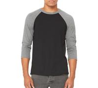 Bella Canvas Baseball-T-Shirt mit 3/4-rmeln Schwarz/Deep Heather