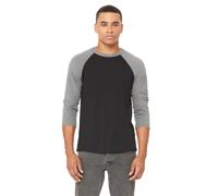 Bella Canvas Baseball-T-Shirt mit 3/4-rmeln Schwarz/Deep Heather