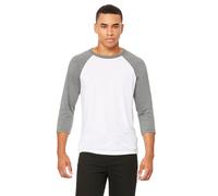Bella + Canvas Unisex 3/4-rmel Baseball T-Shirt XS WHITE/ DEEP HTHR