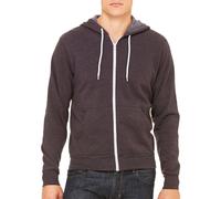 BELLA+CANVAS Unisex-Hoodie aus Schwammfleece mit durchgehendem Reiverschluss Dunkelgrau meliert