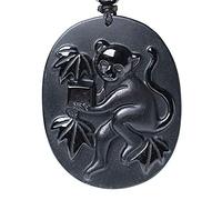 Bella Jade Chinesisches Sternzeichen Amulett/Talisman Anhänger Halskette aus Obsidian Edelstein: Horoskop Tier/Sign, Natürlich, Obsidian