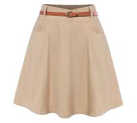 Belle Poque Damen A-Linie Rock mit Tasche Hohe Taille Flowy Minirock Rock für die Schule Aprikose BP0828-04 XL