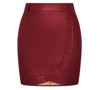 Belle Poque Rote Lederröcke für Hochzeitsgäste Vielseitiger lässiger Mini Bodycon Bleistiftrock für den Alltag Rot XL