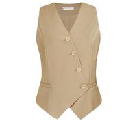 Belle Poque Weste Damen Elegant Punk Kleidung Damen Vintage Retro Schräg einreihig Steampunk Anzug Weste Khaki L