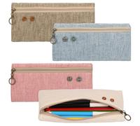 Belle Vous (4er-Pack) Blanko-Federmäppchen Aesthetic Set aus Segeltuch - Mäppchen Aesthetic Reißverschlusstaschen für Schule, Schreibwaren, Kosmetik, Make-up, Toilettenartikel, Bastelbedarf & Reisen