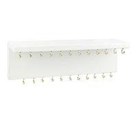 BELLE VOUS Schmuckhalter Wand - Schmuckaufbewahrung Schmuckleiste Weiß Organizer Regal mit 24 Haken - Schmuckhalter L30,3 x B7,3 cm - Rustikale Halsketten Aufbewahrung, Armbänder, Ohrringe & Ringe